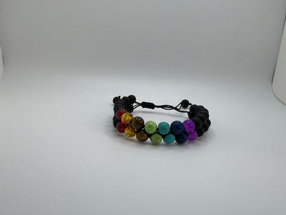 7 Chakra Gemstone Bracelet 8mm Double Layer Adjustable Yoga Stone Energy Healing Stone Bracelets