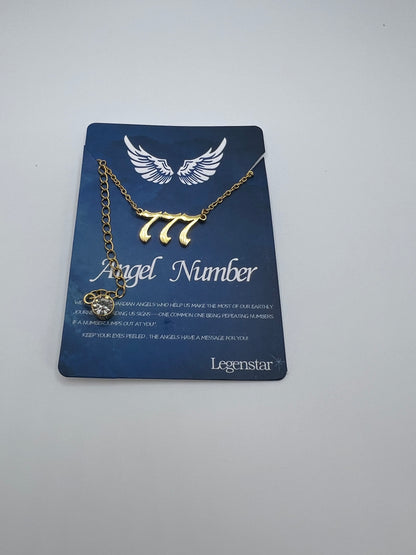 Angel Number Necklace For Women 18k gold pendant Plated 777