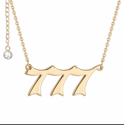 Angel Number Necklace For Women 18k gold pendant Plated 777