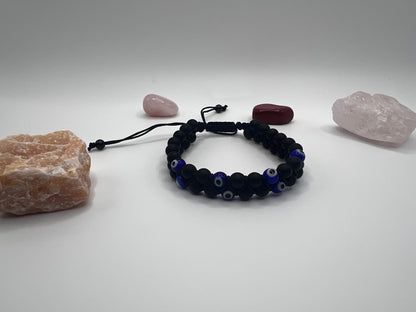 Onyx Lava stone blue evil eye Bracelet