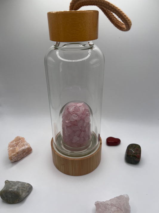 Small 300ML Rose Quartz Crystal Water Bottle