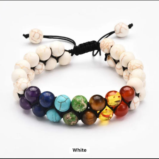 7 Chakra Gemstone Bracelet 8mm Double Layer Adjustable Yoga Stone Energy Healing Stone Bracelets (Copy) (Copy)