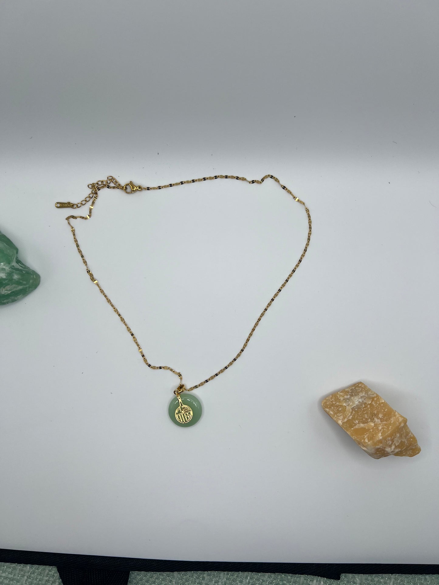 Chain Necklace Gold Plated Hetian Jade Fortune Necklace