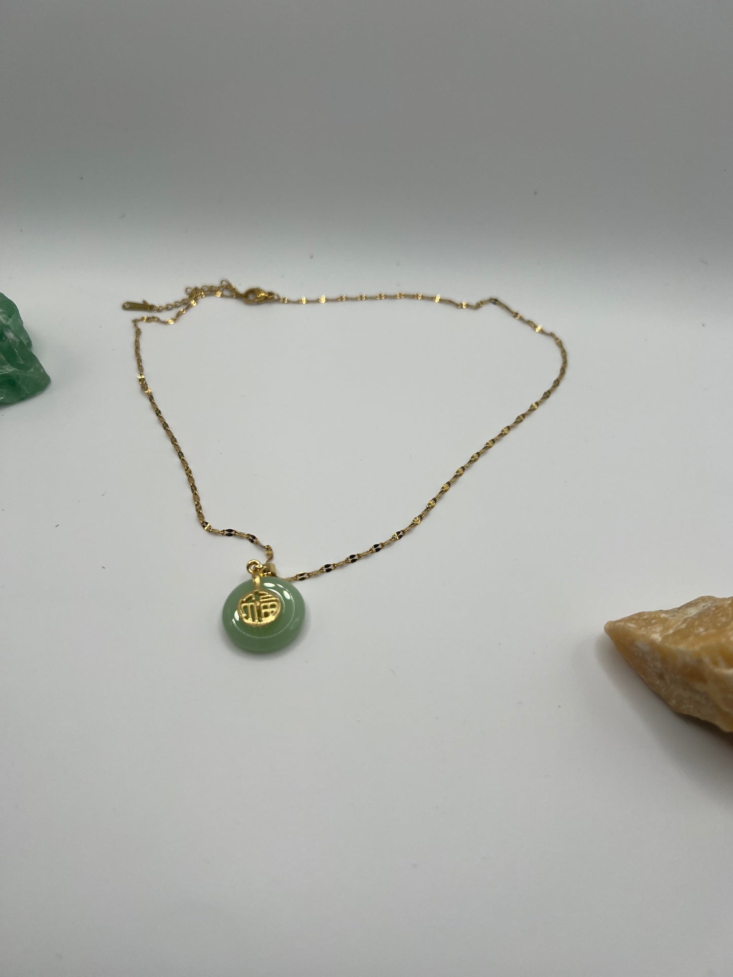 Chain Necklace Gold Plated Hetian Jade Fortune Necklace