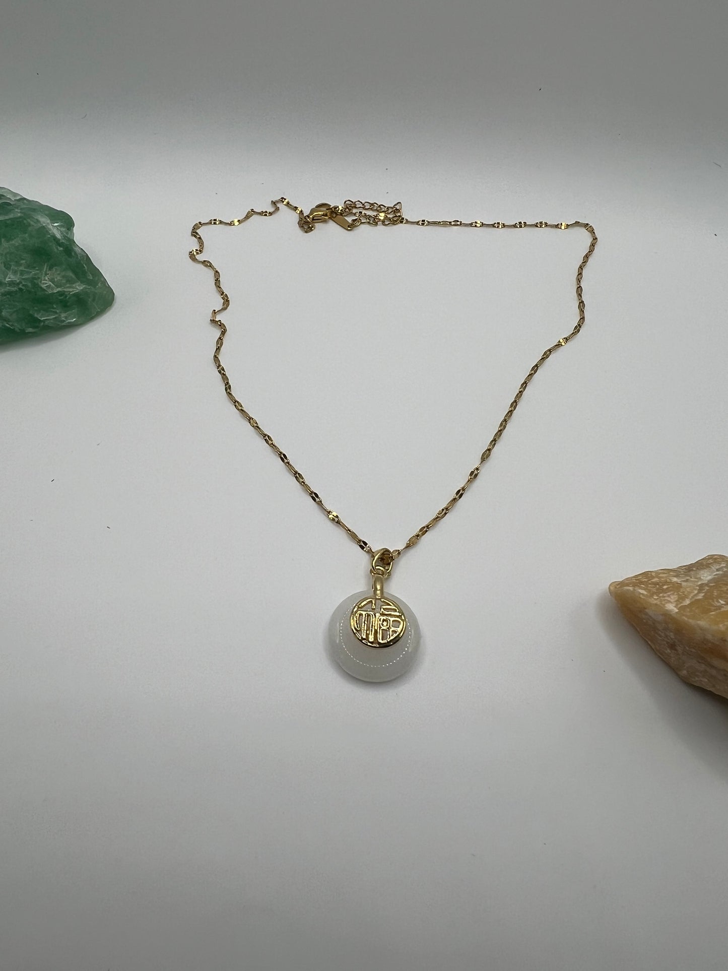 Stainless Steel Jade Fortune Necklace